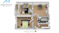 Grundriss - Reserviert! Bad Kreuznach: 2-Zimmer-Wohnung mit Wohnküche & Balkon – sofort frei!